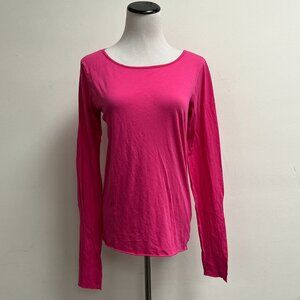 Michael Stars hot pink long sleeve cotton knit t shirt M 2